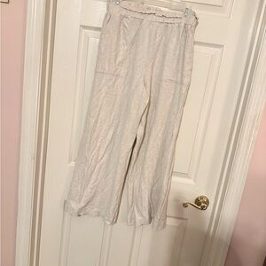 Pink Lily 100% linen, cream colored pants Size M